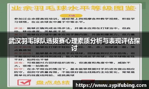 武汉羽毛球队选拔赛心理素质分析与表现评估探讨